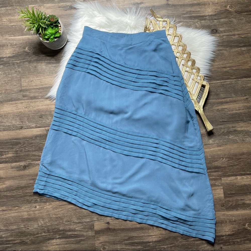 Soft Surroundings Asymmetrical Pleated Blue Skirt - Picture 1 of 12